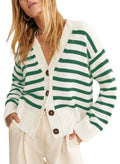 Soft Striped Cardigan, Green