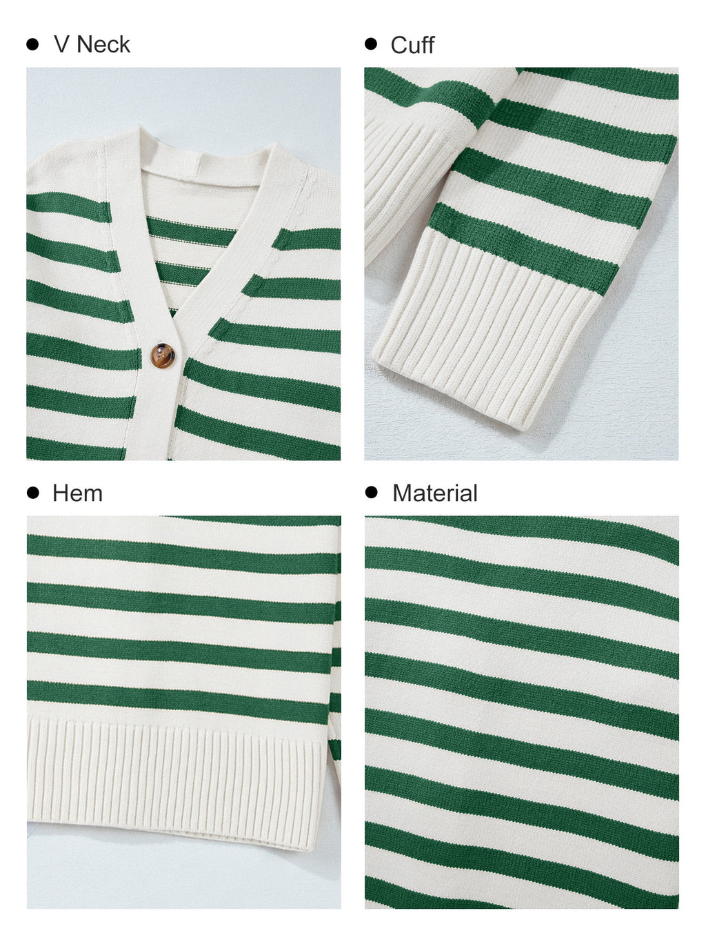 Soft Striped Cardigan, Green